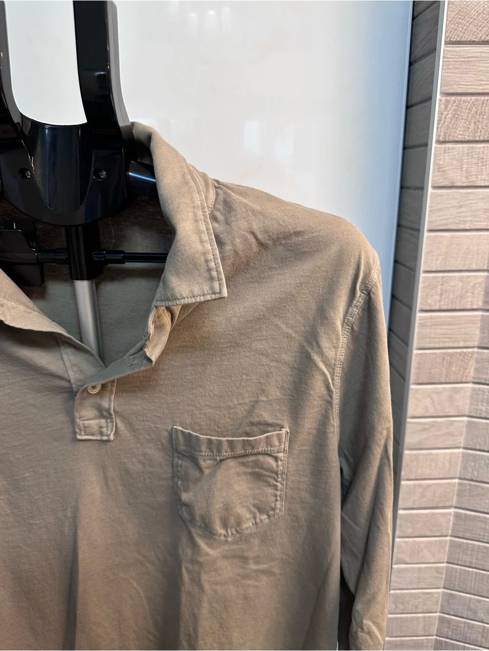 J. Crew Men's Long-Sleeve Polo in Khaki